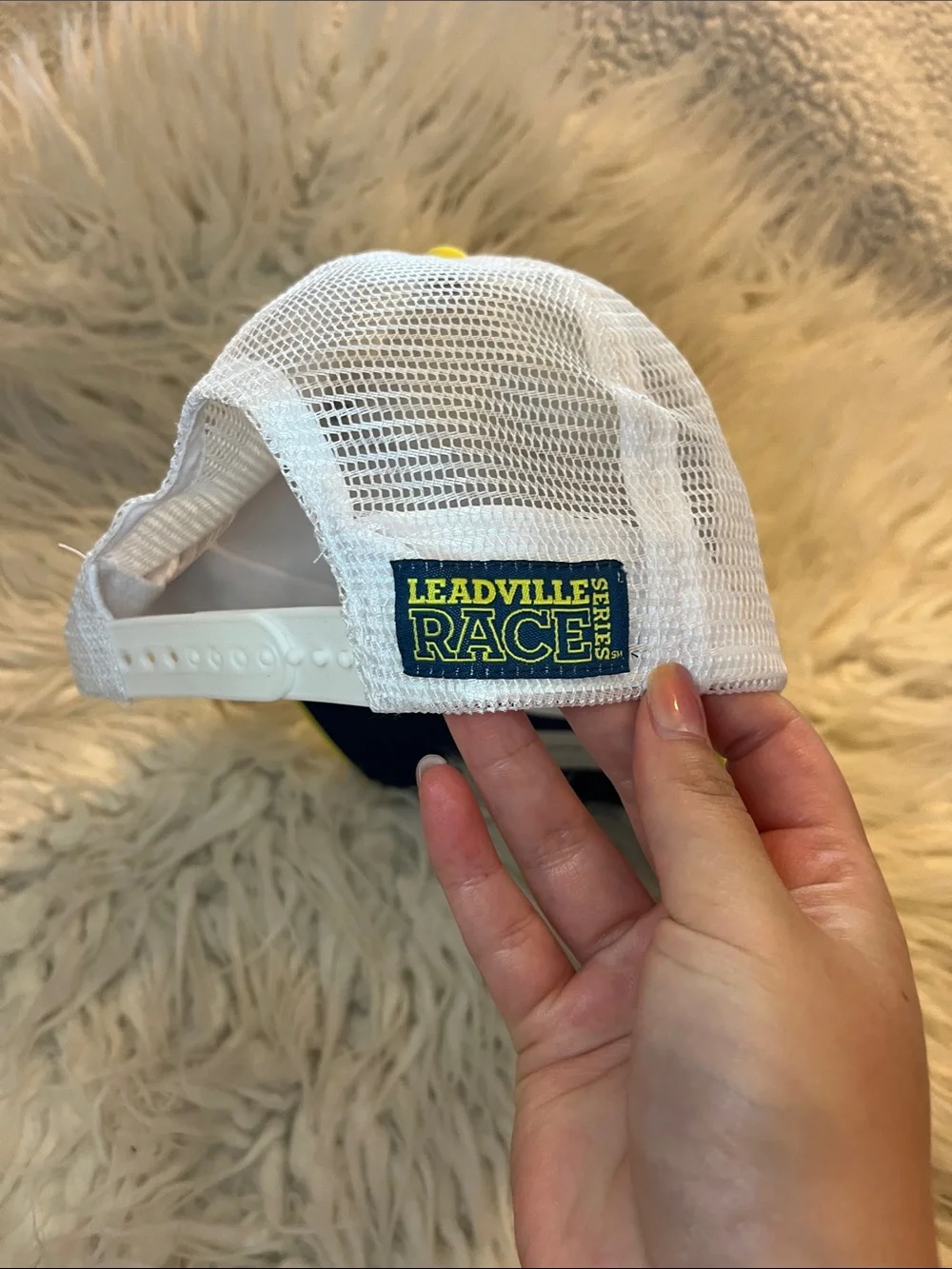 NWT Patagonia Cream and Blue  + Leadville Bright Yellow Trucker Hat Bundle